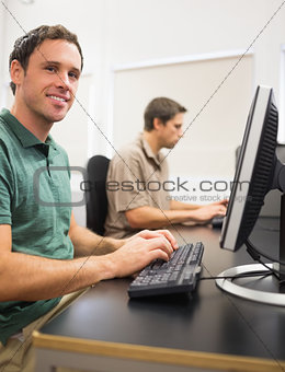 Mature students in computer room