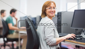 Mature students in the computer room