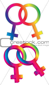 Female Gender Same Sex Symbols Illustration