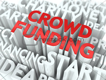 Crowd Funding. Wordcloud Concept.