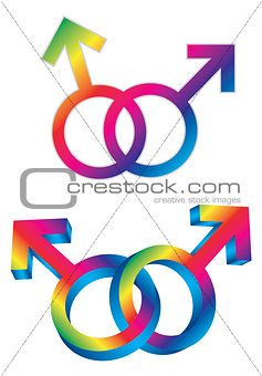 Male Gay Gender Symbols Intertwined Illustration