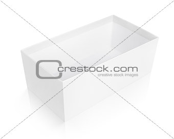 Open shoe box isolated on white