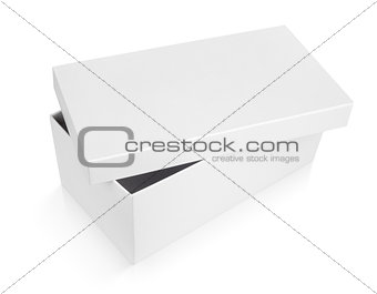half-open shoe box on white