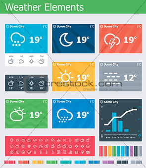 Flat weather app UI elements