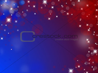 Abstract blue and red background with stars, circles