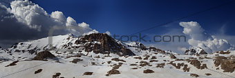 Panorama of snowy winter mountains