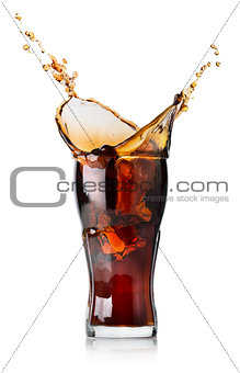 Splash of cola in a glass