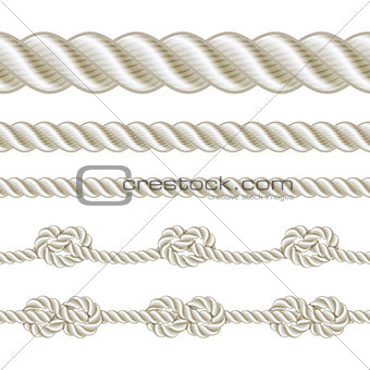 Seamless rope and rope with different knots.