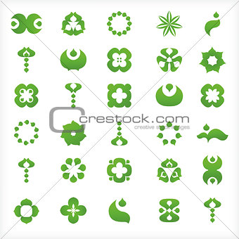 Set of 30  green icons and graphics