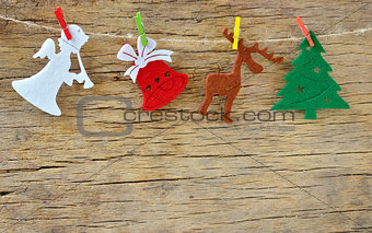 Christmas decoration on wooden board