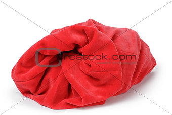 red santas bag from velvet fabric