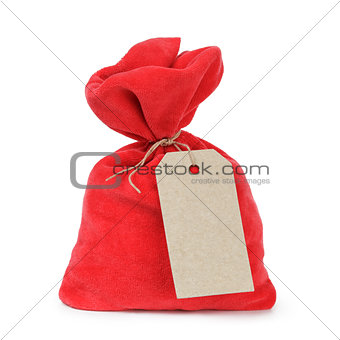 red santas bag from velvet fabric