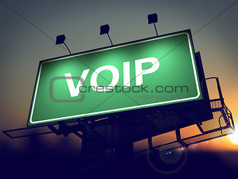 VOIP - Billboard on the Sunrise Background.