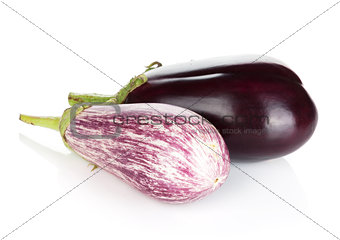 Two ripe eggplants