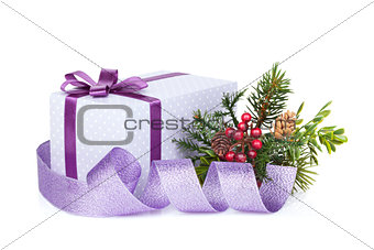 Christmas gift box, decor and tree