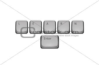 Word Learn on keyboard and enter key. 