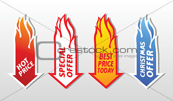 Special offer flaming arrow symbols.
