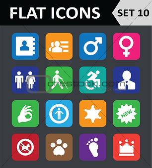 Universal Colorful Flat Icons. Set 10.