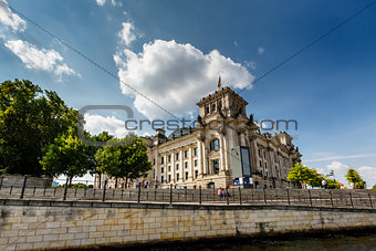 View of the Reichstag from the River Spree, Berlin, Germany