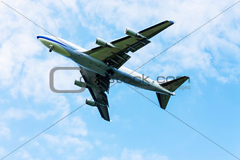 airplane flying at blue sky