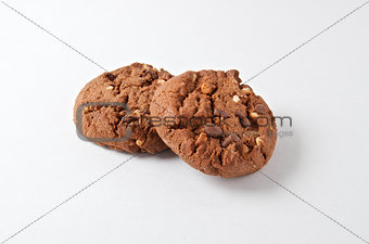 Chocolate cookies on white