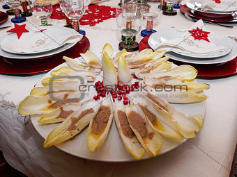 table set for christmas dinner