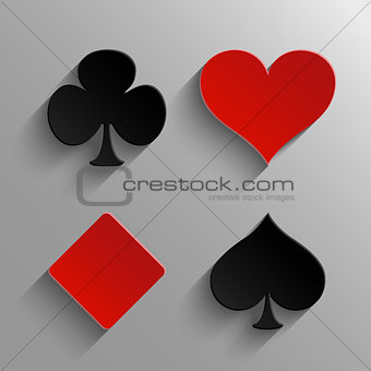 Set of casino elements - playing card symbols icons