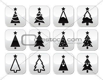 Christmas tree vector buttons set
