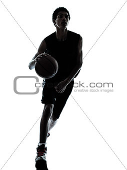 basketball player dribbling silhouette