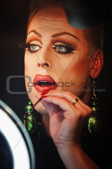 Man in Drag with Lipstick