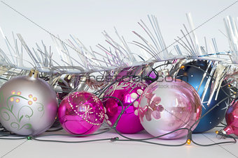 Arrangement of Christmas tree decorations