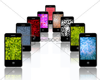 mobile phones with different abstract textures