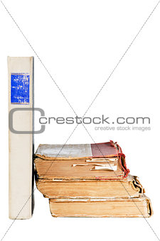 pile of old books, isolated on white 