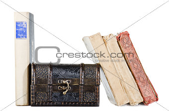 pile of old books, isolated on white 