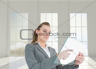 Woman pressing something on the pane