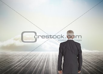 Mature businessman turning his back to camera
