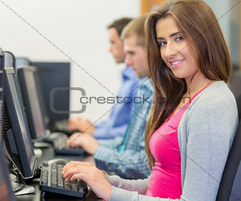 Students using computers in the computer room