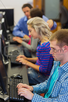 Students using computers in the computer room