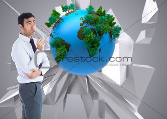 Composite image of businessman holding glasses