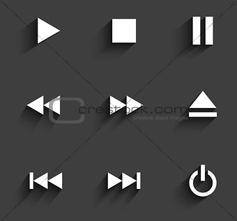 Multimedia icons. Flat design.