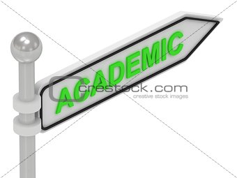 ACADEMIC arrow sign with letters 