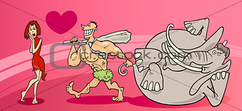 cavemen couple in love valentine card