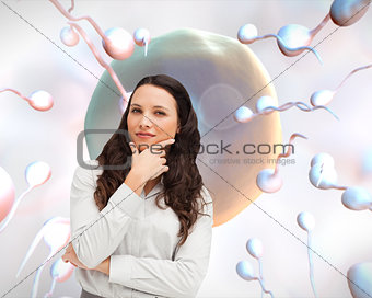 Composite image of portrait of a businesswoman posing