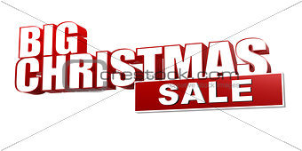 big christmas sale in 3d red letters and block