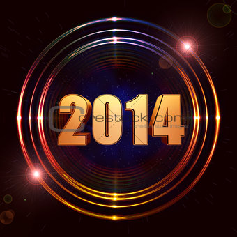new year 2014 in shining golden rings