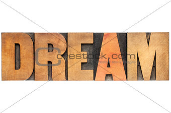 dream word in wood type