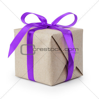 gift box from craft paper with ribbon