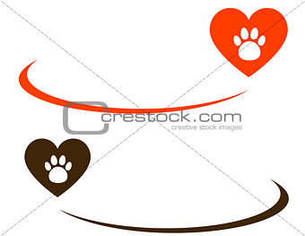 background with heart and paw