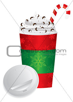 Christmas Espresso Drink To Go Cup with Lid Illustration
