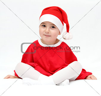 beautiful child in santa claus hat